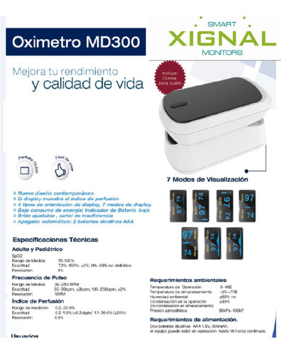 Oximetro De Pulso Uso Medico Adulto Y Pediatrico Xignal