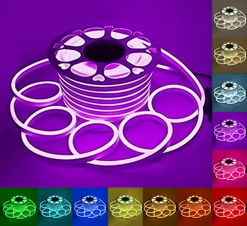 Tira Manguera Luz Led Flexible Neon Exterior 25mts Veoquiero Luz Violeta