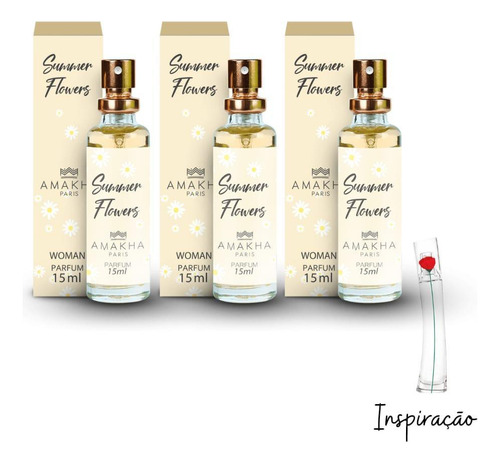 Kit 3 Perfumes Summer Flowers 15ml Amakha Paris