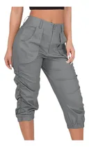 Comprar Pantalones Cargo Capris De Color De Cintura Alta De Verano P