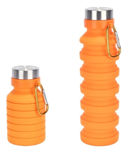 Botella Agua Expandible De Silicona Expandibles Naranja