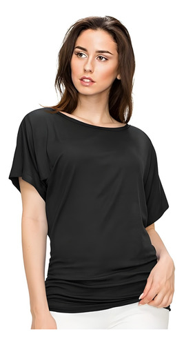 Blusa Ligera Cuello Tipo Barco Manga Corta Para Dama 