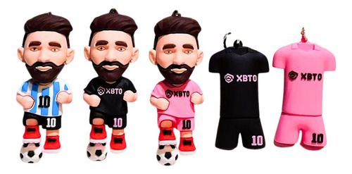 Llaveros Personajes X10 Goma 3d + Correa + Mosqueton Futbol Messi Argentina