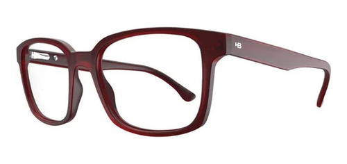 Óculos Armação Hb 0411 Masculino Retangular Fosco Vermelho