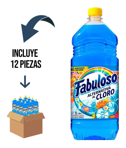 12 Pz Fabuloso Limpiador Alternativa Al Cloro Líquido 1 L