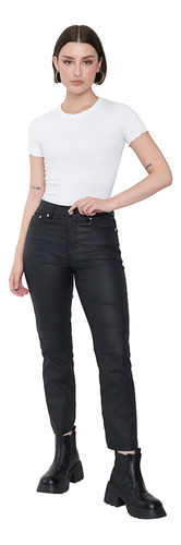 Jeans Mujer Coated Negro Corona