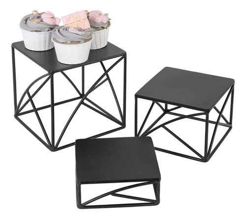 Elevadores De Metal Negro Mate Para Cupcakes Y Postres
