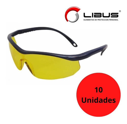 Lentes Gafas De Seguridad Anteojo Argón Amarillo Libus X 10u