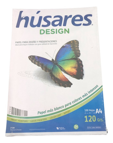 Resma Husares 7880 Desing A4 120grs X 100 Hojas Color Blanco