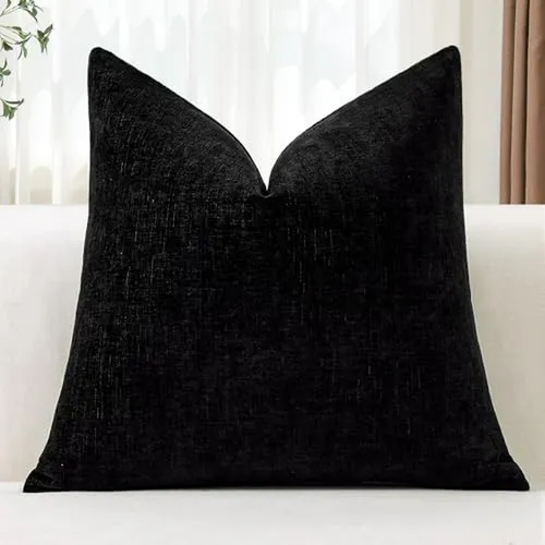 Cojines Decorativos Chenille Negro Para Sofá Y Sala