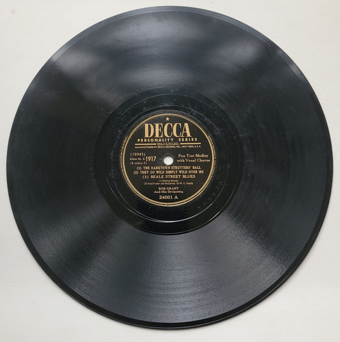 Bob Grant Brooks Fisher Handy Disco Pasta Decca 24001 Medley (Usado)