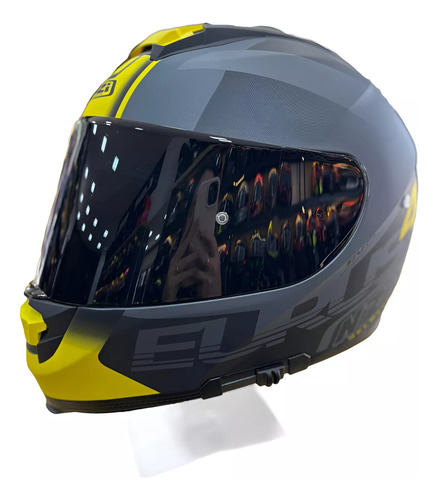 Casco Moto Integral Nzi Eurus 4 Doble Visor + Spoiler Gaona Branded Antracita/amarillo Liso S