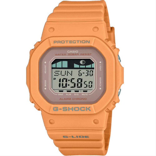 Reloj Casio G-Shock G-lide GLX-S5600-4DR, color de la correa: naranja, color del bisel, naranja, color de fondo: gris