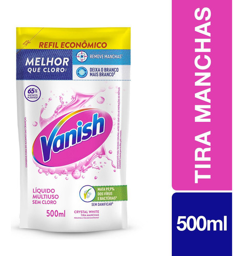 Tira Manchas Gel Multiuso Vanish Crystal White Sachê 500ml