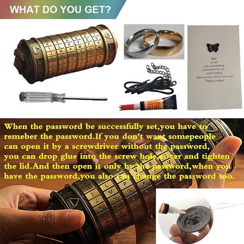 Cryptex Da Vinci Code Mini Cryptex Lock - Cajas De Rompecabezas Con Compartimentos Ocultos, Aniversario, Día De San Valentín, S Románticos De Cumpleaños Para Ella, S Para Novia, Caja Para