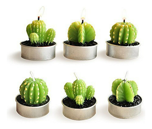 Lshcx Cactus Velas Para El Hogar Decor, 6 Unidades)