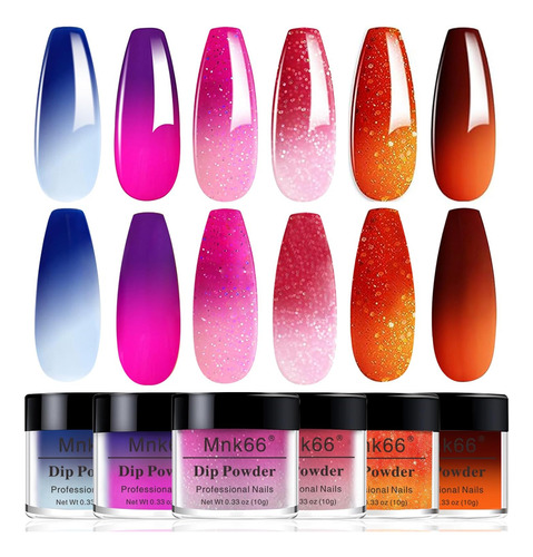 Juego De Polvos De Inmersión De Color, 6 Colores Que Cambian