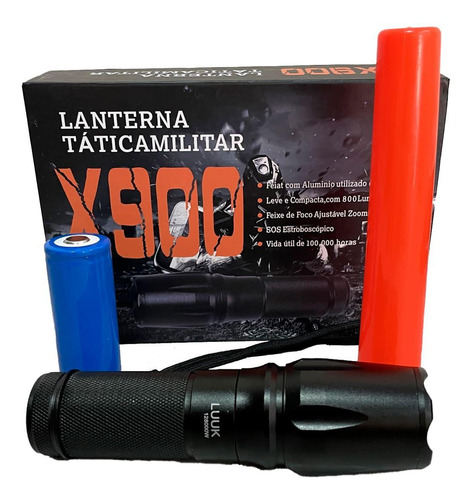 Lanterna X900 Zoom Recarregável Lúmens Altos Para Emergência