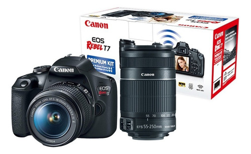 Canon EOS Rebel T7 Kit 18-55mm & 55-250mm DSLR color negro