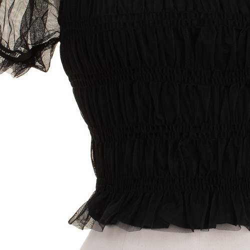 Imagen 5 de 7 de Blusa Corto Tul Stretch Manga Corta Fresca Transparencias.