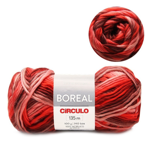 Fio Boreal Circulo 100g 135mts 100% Acrílico Crochê Tricô Cor 9847- Mescla Antúrio