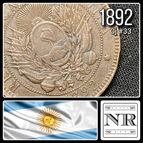 Argentina - 2 Centavos - Año 1892 - Cj #33 - Km #33 - Cobre