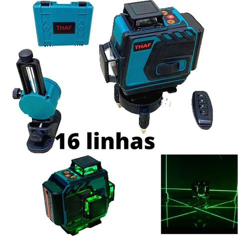 Nivel Laser 16 Linhas Verde 360graus + Controle Remoto + Maleta