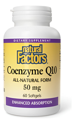 Coenzima Q10 50 Mg 60 Softgels Natural Factors Sin Sabor