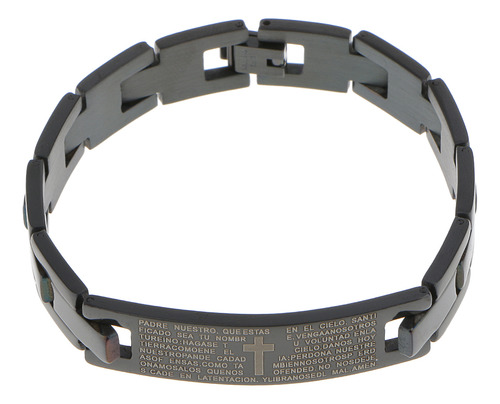Pulsera Hombres Cruz Escritura Titanio Acero Negro