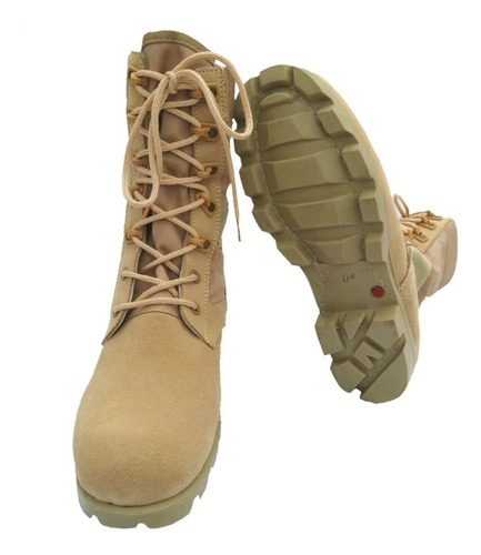 Botas Tácticas Militares Modelo Jungla Cuero Y Lona Beige 