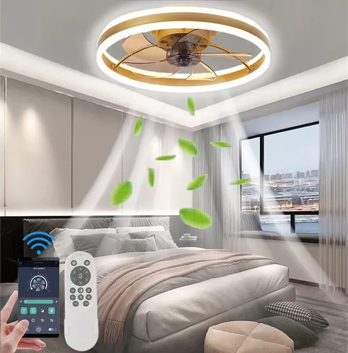 Ventilador de techo con luz LED y mando a distancia para dormitorio