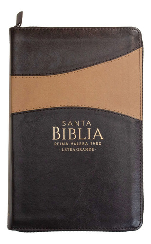 Biblia Rv1960 Clásica Bitono C/cierre  12 Pts - Café/café