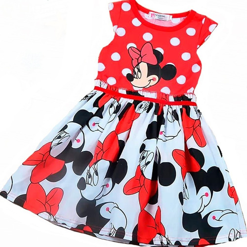 Vestido Minnie Mouse Niña Algodón Estampado Envio Gratis