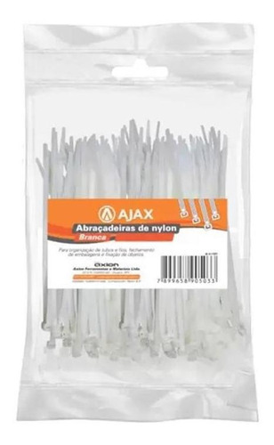 Abraçadeira De Nylon Branca 3,5x150 Pacote 100 Peças - Ajax Cor Branco