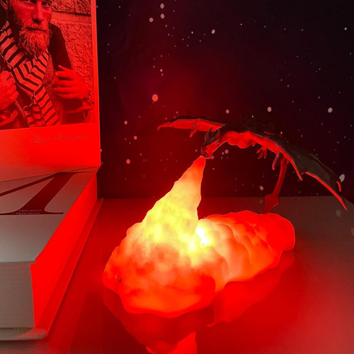 Hgomx Fire Dragon Lámpara De Luz, Luz Nocturna Impresa En 3d