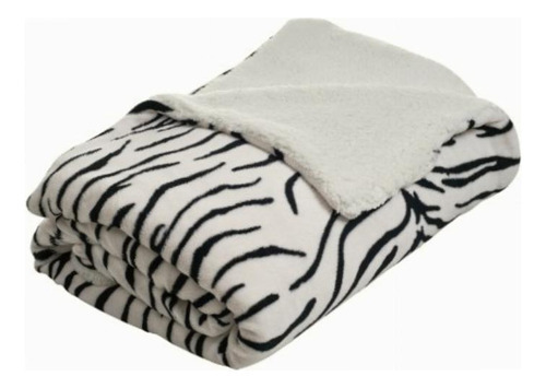 Lavish Home Fleece Blanket With Sherpa Backing, King, Zebra