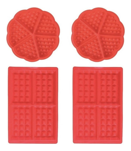 Kit Molde Silicon Waffles Corazón Pastel Reposteria Gofrera