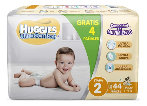 Pañal Desechable Para Bebé, Etapa 2 Unisex Huggies Ultraconf Género Sin género Talla Pequeño (P)