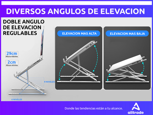 Soporte Notebook Aluminio Regulable Antideslizante Portatil