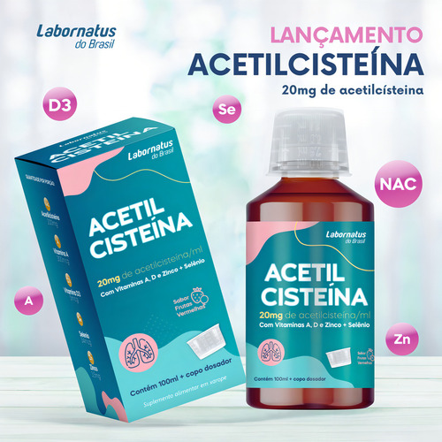 Nac xarope a base de N-acetilcisteína 100ml com dosador Labornatus