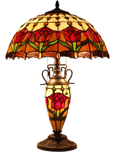Tiffany - Lámpara De Mesa Con Diseño De Tulipanes De Cristal