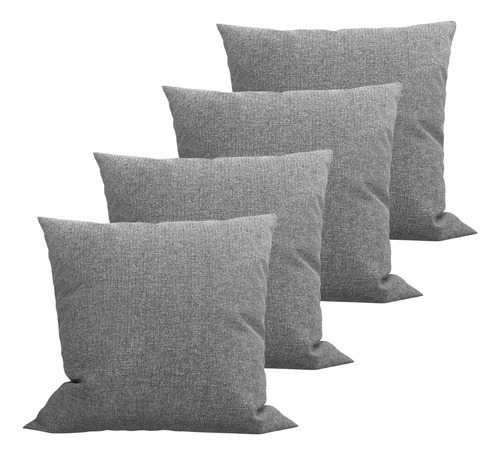 04 Capas Para Almofada Jacquard Linho Cinza Chumbo Rústico