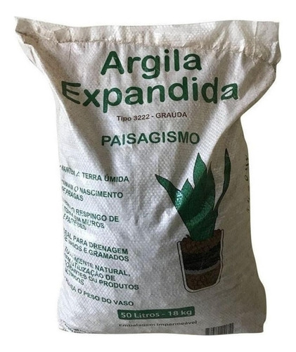 Argila expandida 20kg para vasos de plantas e drenagem 50l