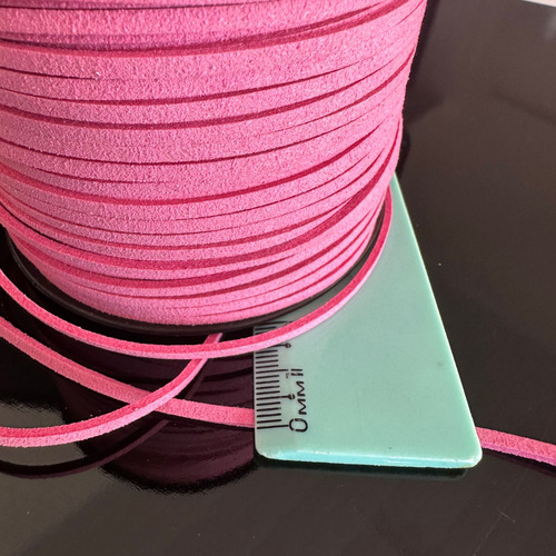 Fio Cordão Couro Tira Camurça Suede 3mm Rosa 10metros