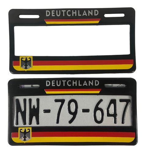 Par De Marcos Portaplacas Emblema Deutschland Alemania Vw