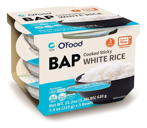 Arroz Coreano Instantáneo  Bap 3 Piezas Listo En 90 Segundos