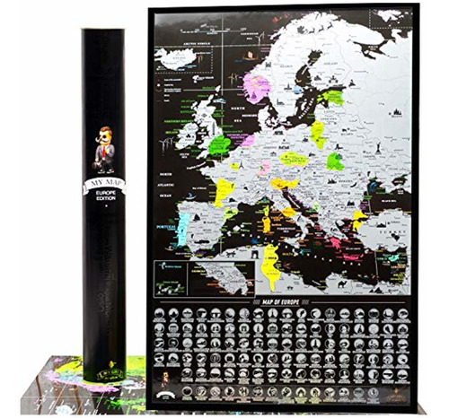 Deluxe Scratch Off Mapa De Europa  regalo De Gran Mapa De E