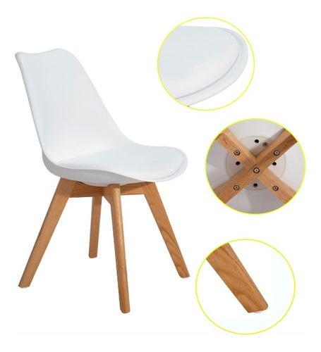 Combo X4 Silla Tulip Eames Base Importada 