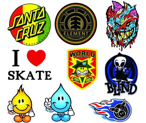 12 Stickers Skate Y Roller,  La Mejor Selección De Diseños