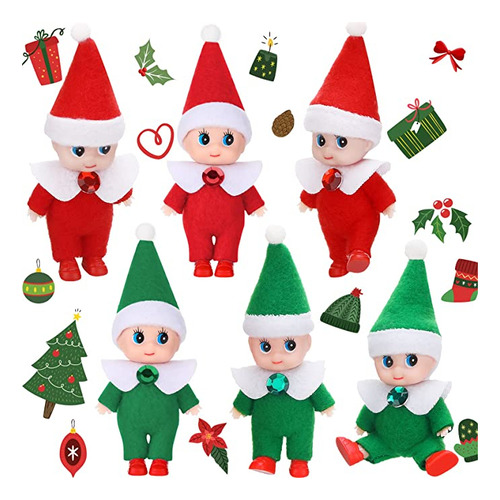 6 Piezas De Navidad Elf Dolls Christmas Baby Twin Elf Doll